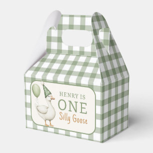 Green One Silly Goose Balloon Birthday Favor Box