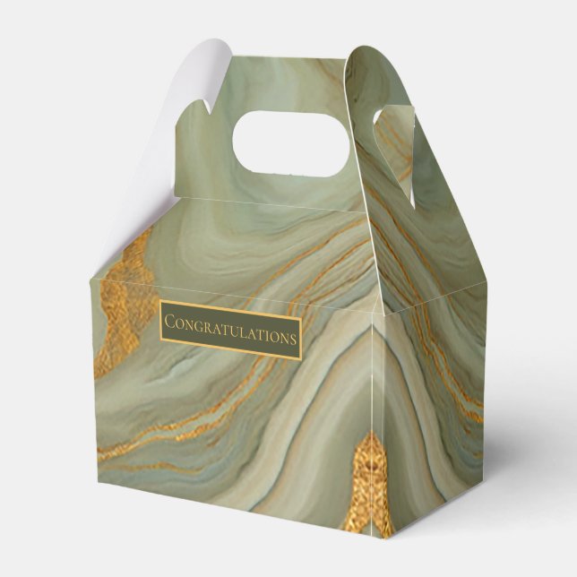 Green Onyx Stone Pattern  Favor Boxes (Front Side)