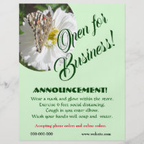 Green Open Business Announcement Flyer Template