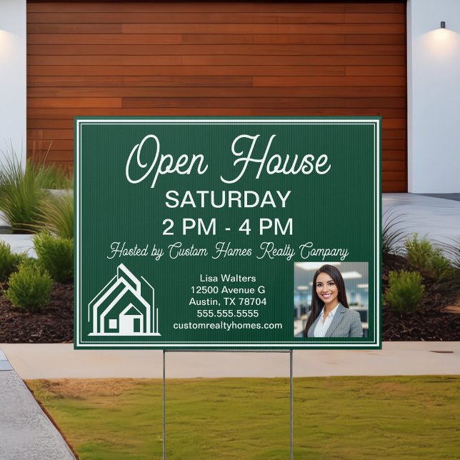 Green Open House Real Estate Agent Photo Yard Sign (Creator Uploaded)