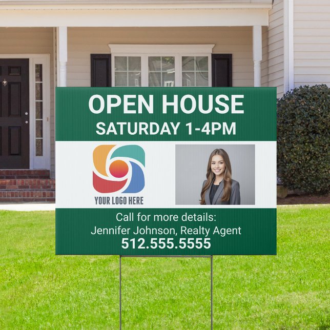 Green Open House Real Estate Company Logo Yard Sign (Creator Uploaded)