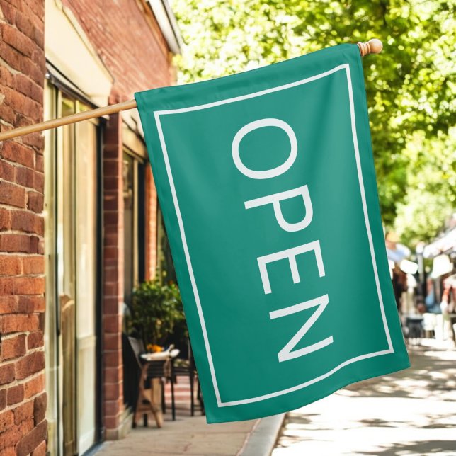Green Open Sign Modern Minimal Small Business Flag (Creator Uploaded)