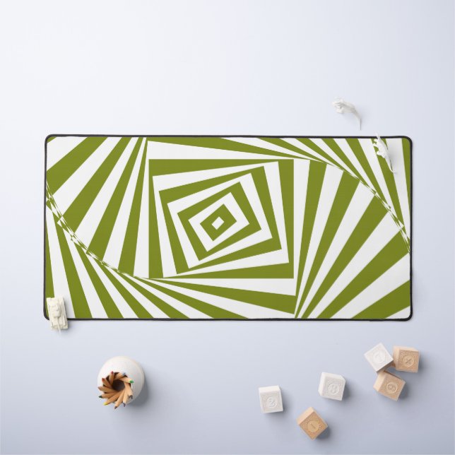 Green Optical Illusion Desk Mat – Modern 3D  (Kids Table)