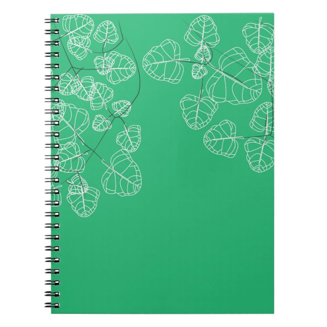 Green or Cyan Leaves Pattern Notebook (Front)