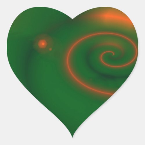 Green  Orange Abstract Heart Sticker