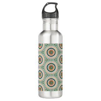 Green Orange And Blue Boho Chic Circle Pattern Stainless Steel Water Bottle
