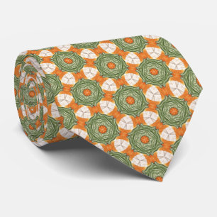 Green, Orange Autumn Colors Pattern Neck Tie