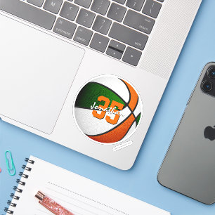 green orange basketball team colors jersey number sticker
