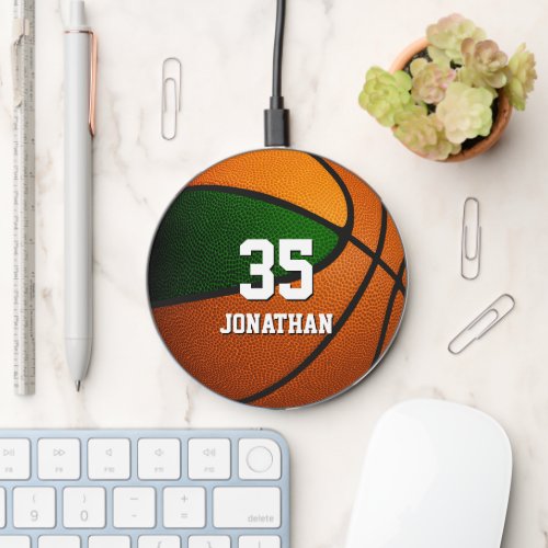 green orange basketball team colors wireless charger 