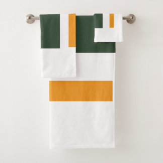 Green orange bath towel set