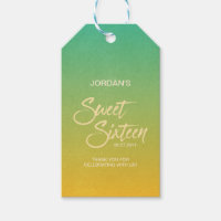 Green & Orange Beach Sweet 16 Birthday Thank You Gift Tags