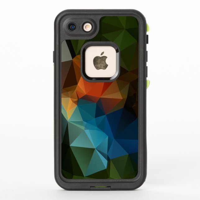 Green Orange Blue Abstract Pyramid Pattern LifeProof iPhone Case (Back)
