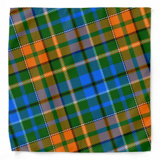 Green Orange Blue Plaid Tartan Design  Bandana