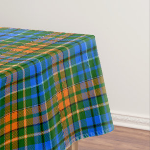 Green Orange Blue Plaid Tartan Design  Tablecloth