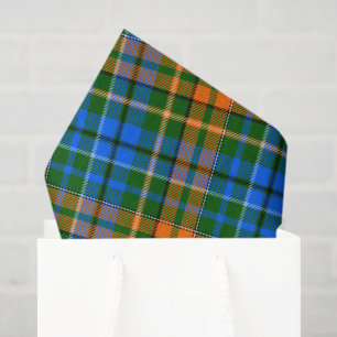 Green Orange Blue Plaid Tartan Design  Tissue Paper