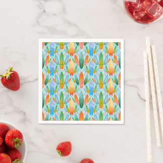 Green Orange & Blue Summer Surfing Surfboards Napkins