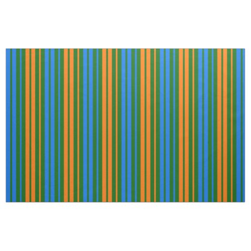 Green Orange Blue Vertical Stripes Design   Fabric