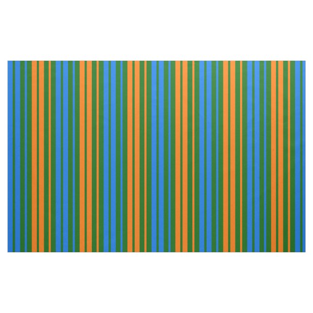 Green Orange Blue Vertical Stripes Design   Fabric (Fat Quarter)
