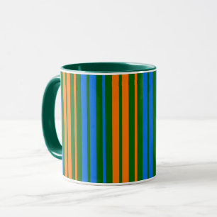 Green Orange Blue Vertical Stripes Design Mug