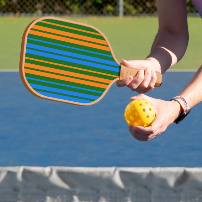 Green Orange Blue Vertical Stripes Design   Pickleball Paddle (Insitu)