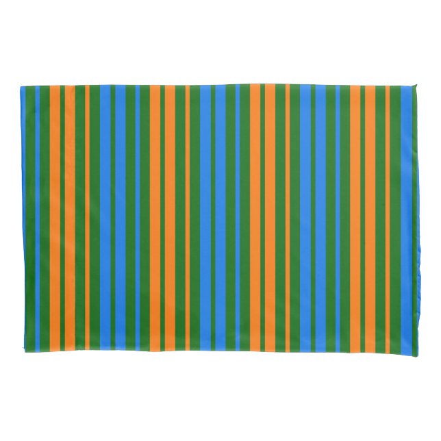 Green Orange Blue Vertical Stripes Design   Pillow Case (Front)