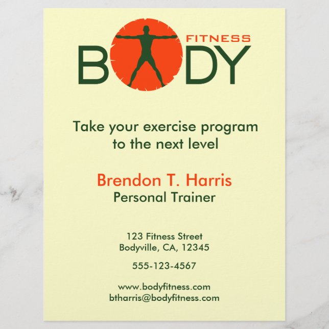 Green Orange Body Madness Personal Trainer Flyer (Front)