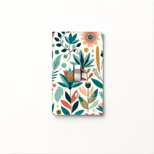 Green Orange Bold Modern Floral Print Pattern Light Switch Cover