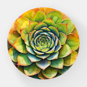 Green Orange Botanical Succulent Dome Paperweight