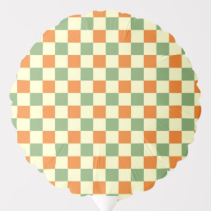 Green Orange Brown Checkered Gingham Pattern Balloon