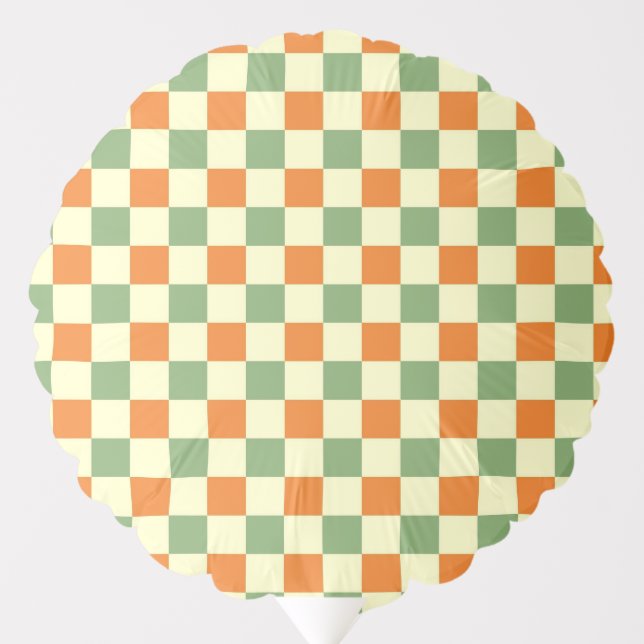 Green Orange Brown Checkered Gingham Pattern Balloon (Front)