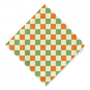 Green Orange Brown Checkered Gingham Pattern Bandana