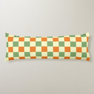 Green Orange Brown Checkered Gingham Pattern Body Pillow