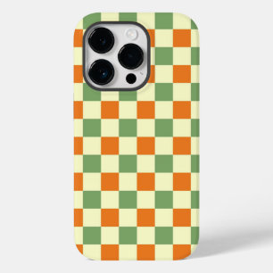 Green Orange Brown Checkered Gingham Pattern Case-Mate iPhone 14 Pro Case