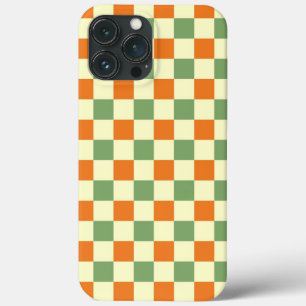Green Orange Brown Checkered Gingham Pattern iPhone 13 Pro Max Case