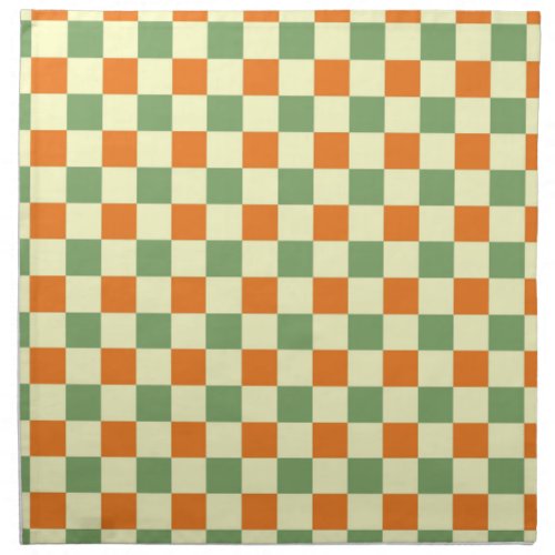 Green Orange Brown Checkered Gingham Pattern Cloth Napkin