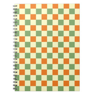 Green Orange Brown Checkered Gingham Pattern Notebook
