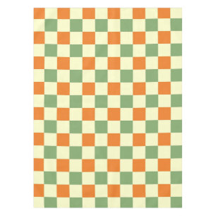 Green Orange Brown Checkered Gingham Pattern Tablecloth