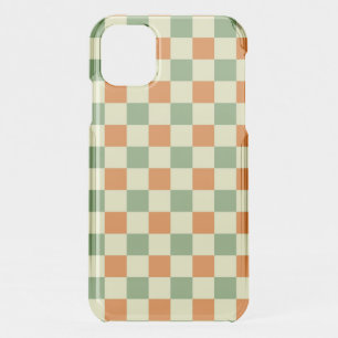 Green Orange Brown Checkered Gingham Pattern iPhone 11 Case