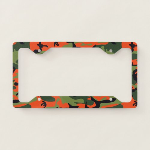 Green Orange Camouflage Camo your License Plate Frame