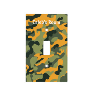 Green Orange Camouflage Room Light Switch Cover