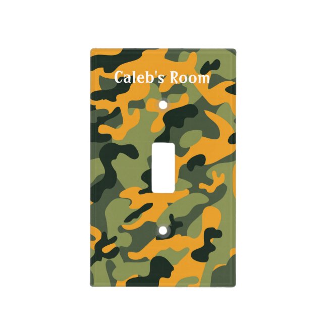 Green Orange Camouflage Room Light Switch Cover (Front)