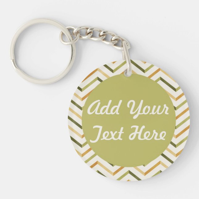 Green/Orange Chevron Custom Circle Keychain (Front)