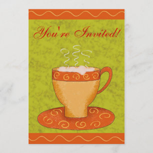 Green & Orange Cup Customized Coffee Event Invitation