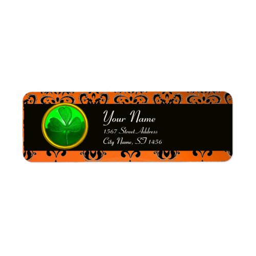 GREEN ORANGE DAMASK WITH SHAMROCK black Label