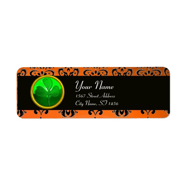 GREEN ORANGE DAMASK WITH SHAMROCK ,black Label (Front)