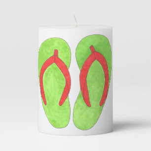 Green Orange Flip Flop Sandals Beach House Summer Pillar Candle