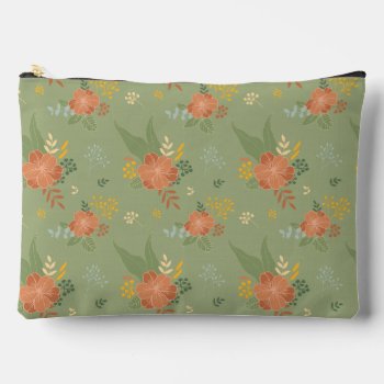 Green Orange Floral Accessory Pouch by SjasisDesignSpace at Zazzle