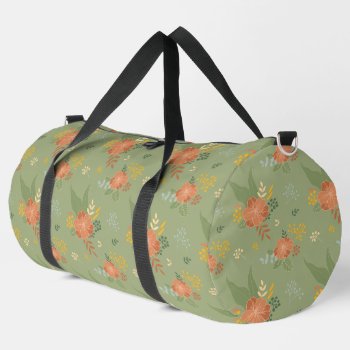 Green Orange Floral Duffle Bag by SjasisDesignSpace at Zazzle
