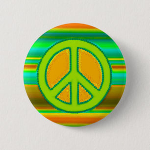 Green Orange Fractal & Peace Sign Button