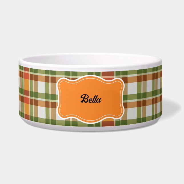 Green Orange Gingham Bowl (Front)